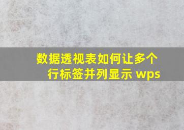 数据透视表如何让多个行标签并列显示 wps